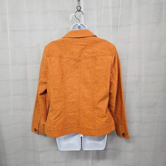 Coldwater Creek Orange Floral Embroidered Jacket Boho 16 - Picture 9 of 14